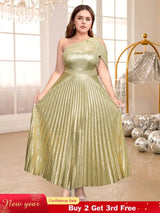 one shoulder maxi pleated dresses for women