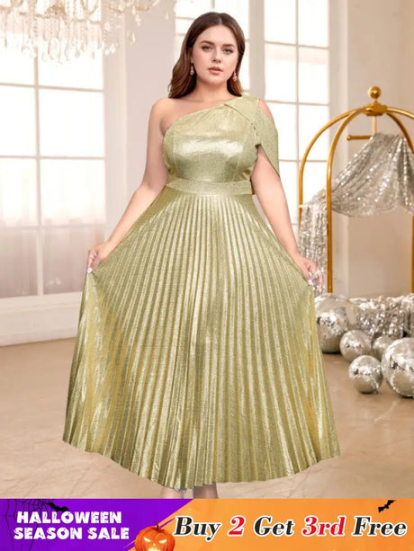 one shoulder maxi pleated dresses for women