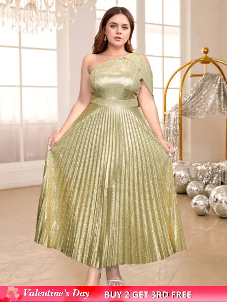 one shoulder maxi pleated dresses for women