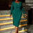 AOMEIDRESS Graceful Midi Dress V Neck Long Sleeves Button Ruffles Green / S