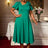 AOMEIDRESS Green A Line Church Dress 3D Floral Shoulder Causal Wear Green / L