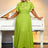 green pleated a line causal  dress for women pleated maxi dress