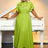 green pleated a line causal  dress for women pleated maxi dress