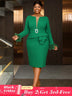 AOMEIDRESS Green Dresses for Wedding Long Sleeve Feather Trim Emerald Silk Green / S