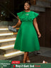 AOMEIDRESS Green Dresses for Wedding Round Neck Butterfly A Line