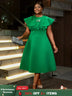 AOMEIDRESS Green Dresses for Wedding Round Neck Butterfly A Line