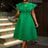 AOMEIDRESS Green Dresses for Wedding Round Neck Butterfly A Line