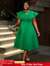 AOMEIDRESS Green Dresses for Wedding Round Neck Butterfly A Line
