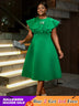AOMEIDRESS Green Dresses for Wedding Round Neck Butterfly A Line