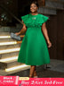 AOMEIDRESS Green Dresses for Wedding Round Neck Butterfly A Line