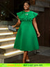 AOMEIDRESS Green Dresses for Wedding Round Neck Butterfly A Line