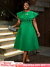 AOMEIDRESS Green Dresses for Wedding Round Neck Butterfly A Line