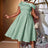 AOMEIDRESS Green Jacquard A Line Dresss Cold Shoulder Irregular Floral
