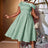 AOMEIDRESS Green Jacquard A Line Dresss Cold Shoulder Irregular Floral
