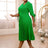 AOMEIDRESS Green Pleated Dress Irregular Collar Half Sleeve with Bows