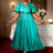AOMEIDRESS Green Plus Size Dresses for Curvy Women Half Puff Sleeves A Line Outfits Green / S