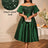 AOMEIDRESS Green Sequins A Line Off Shoulder Dress For Wedding Guest DarkGreen / S