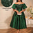 AOMEIDRESS Green Sequins A Line Off Shoulder Dress For Wedding Guest DarkGreen / S