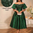 AOMEIDRESS Green Sequins A Line Off Shoulder Dress For Wedding Guest DarkGreen / S
