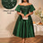 AOMEIDRESS Green Sequins A Line Off Shoulder Dress For Wedding Guest DarkGreen / S