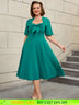 AOMEIDRESS Green Short Sleeve A Line Dress with 3D Bow Design
