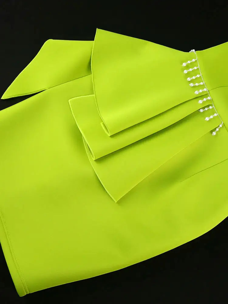 AOMEIDRESS Green Sleeveless Bodycon Dress Beading Party Causal Wear