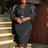 AOMEIDRESS Green V Neck Midi Dresses Beaded See Through Irregular Black / S