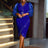 AOMEIDRESS Green V Neck Midi Dresses Beaded See Through Irregular Blue / S