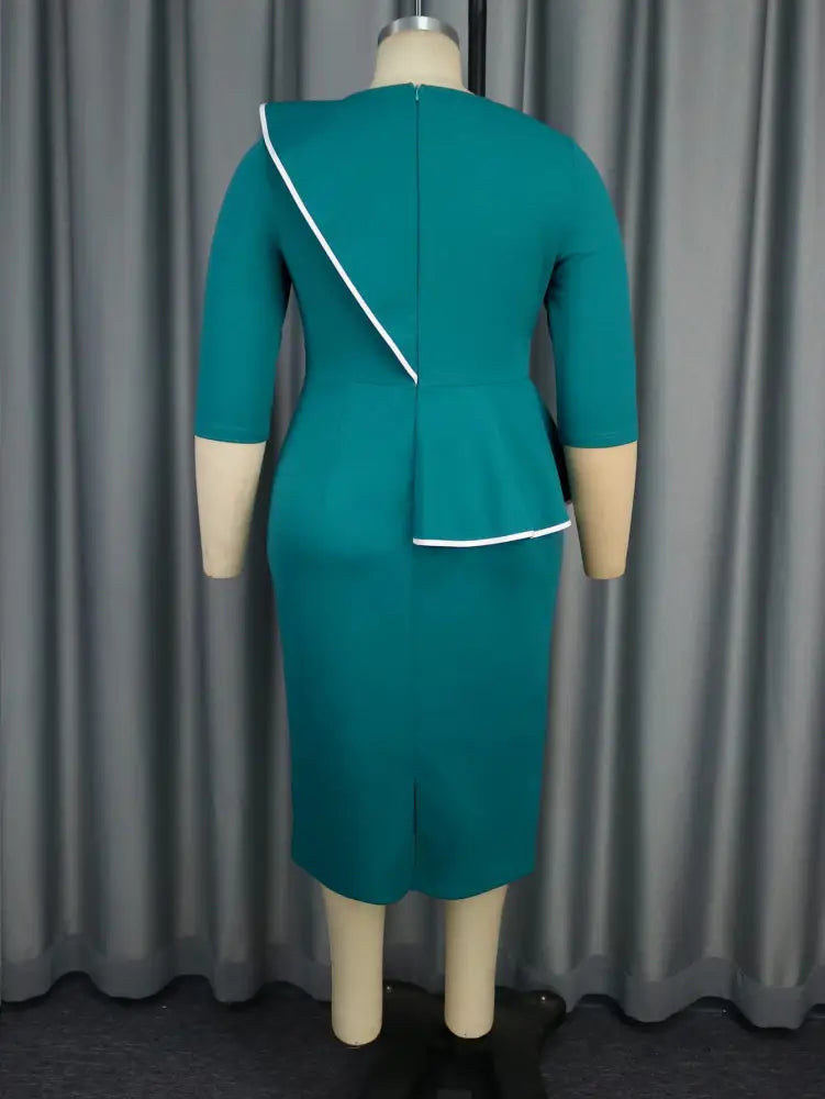 AOMEIDRESS Green Wedding Guest Bodycon Dress with Embroidery