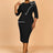 AOMEIDRESS Green Wedding Guest Dress Bodycon Long Sleeve 3D Floral Black / S