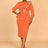 AOMEIDRESS Green Wedding Guest Dress Bodycon Long Sleeve 3D Floral Orange / S