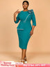 AOMEIDRESS Green Wedding Guest Dress Bodycon Long Sleeve 3D Floral
