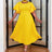 yellow ruffles sleeve pleated wedding guest dress