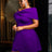 AOMEIDRESS High Waist A Lline Dress Off Shoulder Big Bow Asymmetrical Purple / S