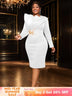 AOMEIDRESS Party Dress O Neck Long Sleeves Appliques High Waist Midi
