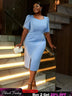 AOMEIDRESS Holiday Party Dress with Tassel Beads Blue Evening Gown
