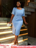 AOMEIDRESS Holiday Party Dress with Tassel Beads Blue Evening Gown
