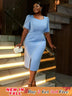 AOMEIDRESS Holiday Party Dress with Tassel Beads Blue Evening Gown
