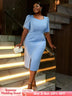 AOMEIDRESS Holiday Party Dress with Tassel Beads Blue Evening Gown
