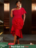 AOMEIDRESS Holiday Party Outfits Red Woman 3D Flower Elegant Dresses Red / S