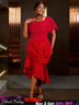 AOMEIDRESS Holiday Party Outfits Red Woman 3D Flower Elegant Dresses Red / S