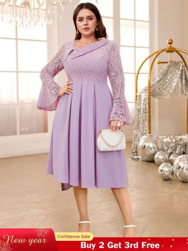 asymmetrical neck midi dresses for women