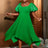 AOMEIDRESS Irregular Pleated A Line Dress Sweetheart Neck Puff Sleeve Green / S
