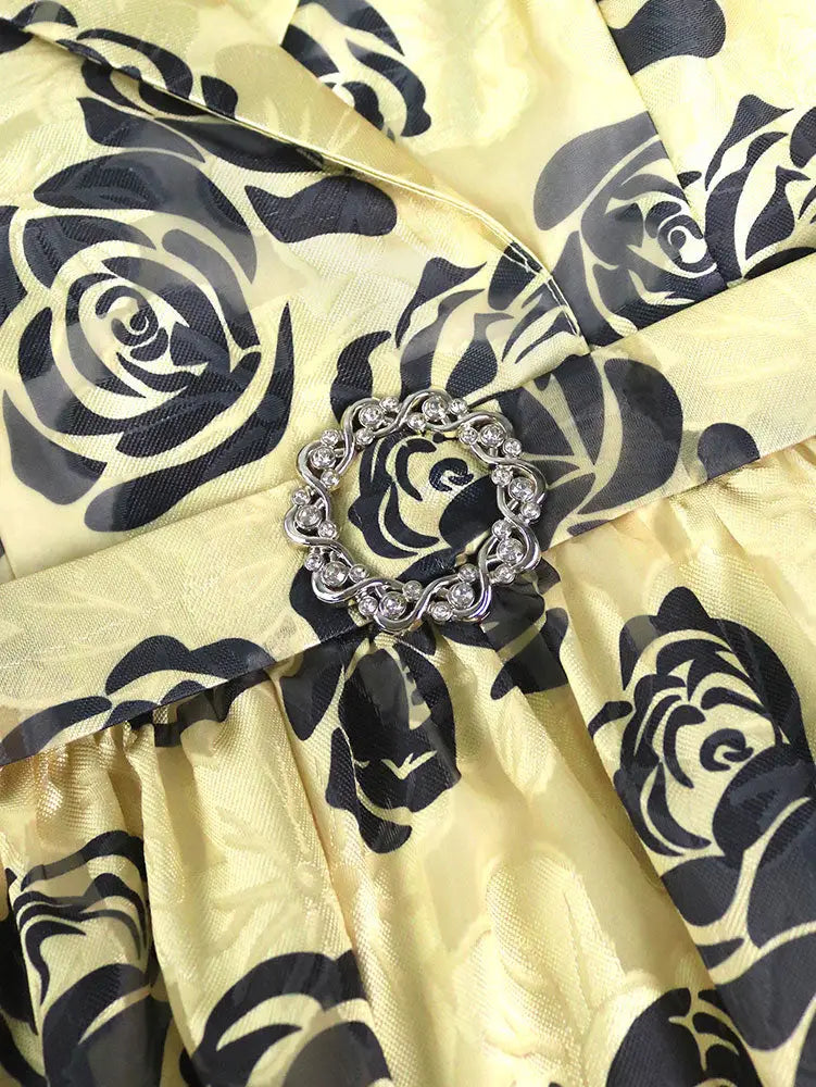 AOMEIDRESS Jacquard A Line Mini Dresses Puff Sleeves Turn Down Collar