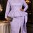 AOMEIDRESS Jacquard Bodycon Dress Mock Neck Long Sleeve Peplum Ruffle - Lavender / L