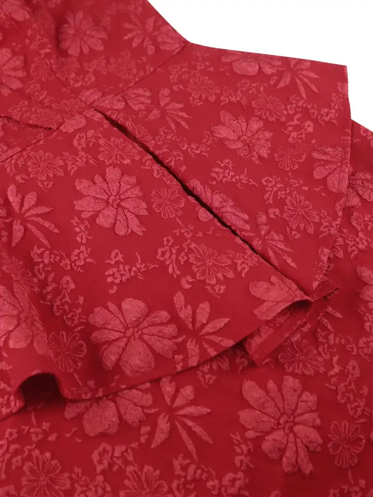 Ideal for plus size wedding guest dresses this red prom dress also suits birthday outfits with chic detail and a flattering shape.

