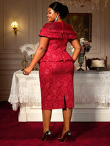 AOMEIDRESS Round Neck Jacquard Bodycon Dress for Party or Formal Event

