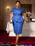 AOMEIDRESS Jacquard Bodycon Dress Round Neck Elegant Party Style Blue / S