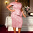 AOMEIDRESS Jacquard Bodycon Dress Round Neck Elegant Party Style Pink / S