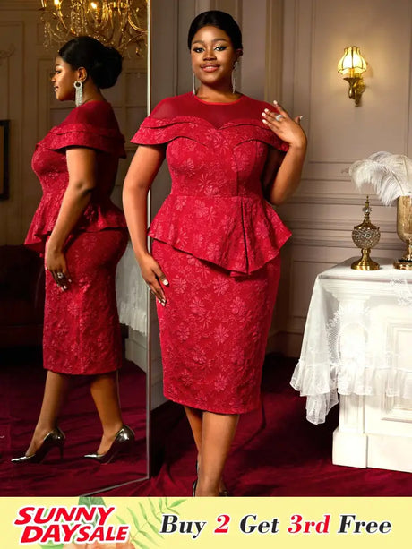 AOMEIDRESS Jacquard Bodycon Dress Round Neck Elegant Party Style

